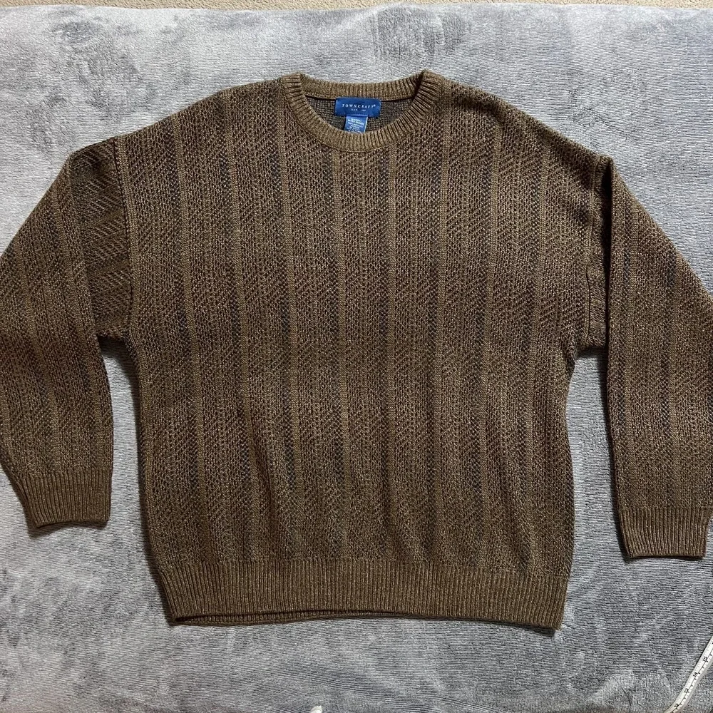 Vintage Fisherman Sweater Mens Large Brown Thick Heavyweight Crewneck Grandpa